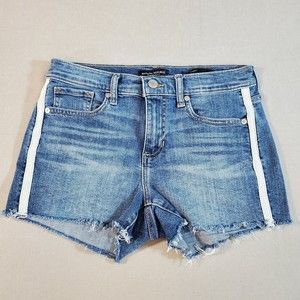 Banana Republic Mid-Rise 3" Jean Shorts Medium Wash Denim Stretch Stripe Size 26